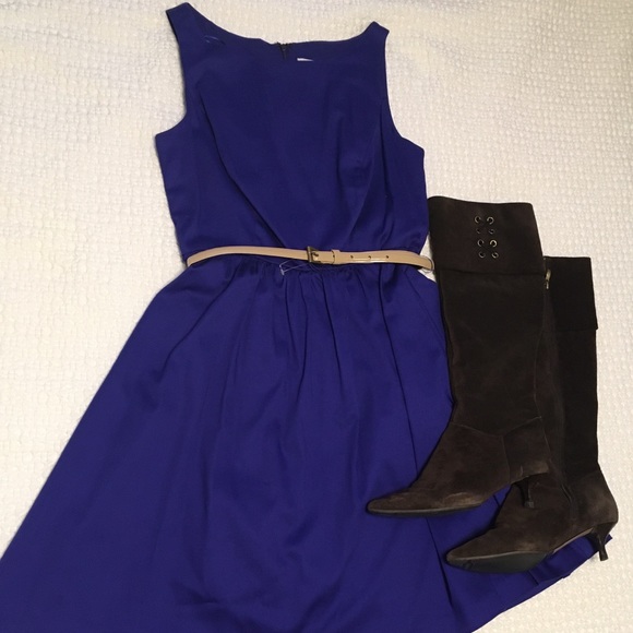 Jessica Simpson Boatneck Cobalt Fit & Flare Dress - Picture 2 of 5